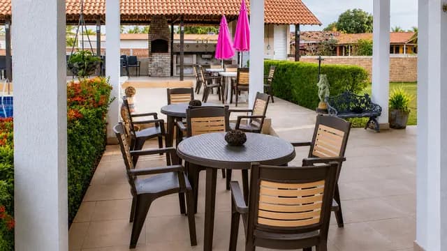 Terraço coberto conectado à área de lazer